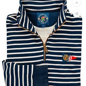Kiel James Patrick Newport Regatta Striped Navy and White Quarter-Zip Pullover